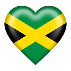 Jamaica flag heart button with clipping path - obrazy, fototapety, plakaty