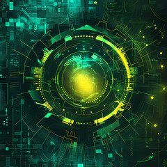 Abstract Digital Cyber Space With Glowing Energy Effects Background