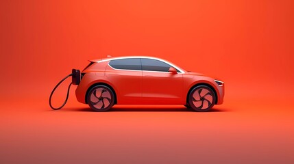 3d illustration of electric car isolated on minimalist background. generative ai - obrazy, fototapety, plakaty