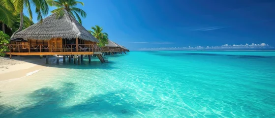 Crédence de cuisine en verre imprimé Turquoise a tropical holiday vacations travel location with a luxury beach view