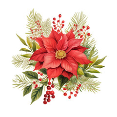 christmas wreath with poinsettia