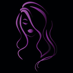 women beauty fashion logo design purple color