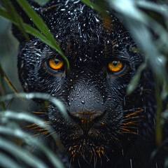 Close up of the Black Panther in the Rain