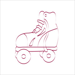 Roller skates in doodle summer set. Hand drawn  for greeting cards, posters, stickers and seasonal design.
