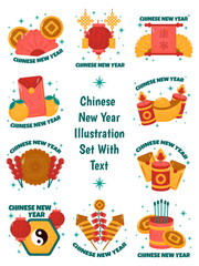 Chinese New Year With Text Illustration Set