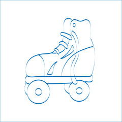 Retro roller skates, doodle style  for coloring book.