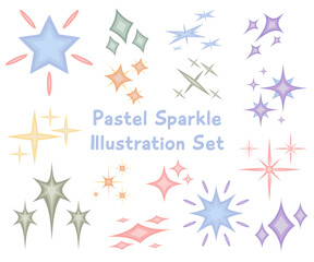 Set of Pastel Sparkling Star Elements