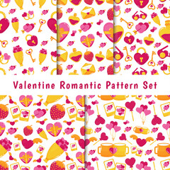Set of Valentine Romantic Pattern