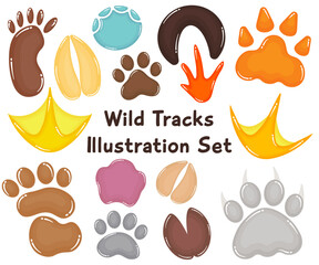 Cute Wild Tracks Illustration Set