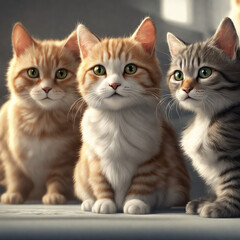 Cats family of diffrent breed.