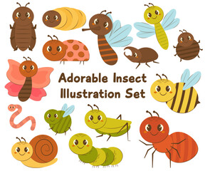 Adorable Insect Illustration Set
