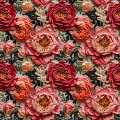 Fabrics embroidered seamless patterns of  vintage peony for various creative lovers and home decorating enthusiasts.NO.06