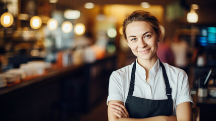 Fototapeta premium カフェで働く笑顔の女性 woman working in Barista cafe