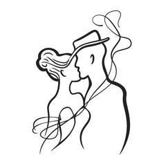 vector ne line bride and groom wedding couple isolated background