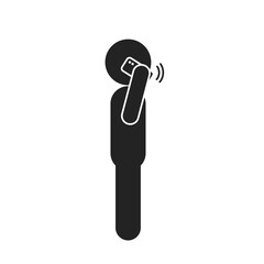 Isolated pictogram man making phone call, use mobile phone for talking in white background