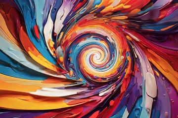 Dive into a swirling vortex of colors and shapes, an abstract masterpiece representing the journey...
