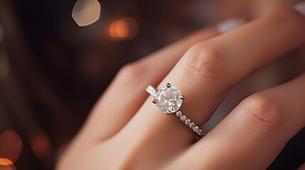 Close-up of a man giving an engagement ring to his girlfriend. Marriage concept