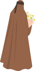 Muslim woman holding flowers Illustration 