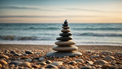 Stack of stones on beach