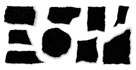 Set of torn paper pieces frames Textured grunge design element collection bundle for collage, text box, banner, sticker