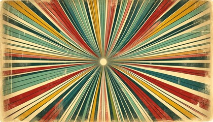 Fototapeta premium vintage grunge textured background with radial explosion patterns in muted and distressed colors such as soft red, yellow, green, and blue