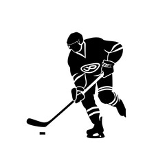 Obraz premium hockey player logo icon,simple,vector,black and white, white background,clear color, silhouette,clear line svg vector Generative AI