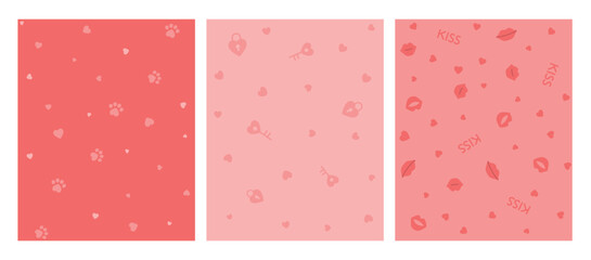 Passion kiss love seamless Valentine's Day patterns
