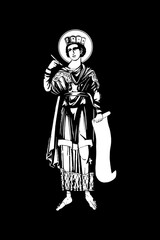 Obraz premium Traditional orthodox image of Saint Solomon. Christian antique illustration black and white in Byzantine style