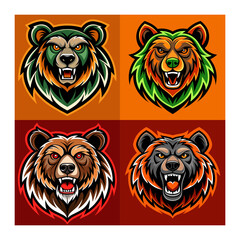 set of bear head vector illustration