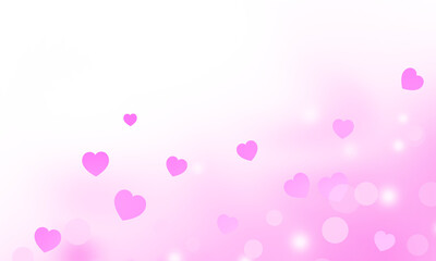 pink cloudy effect with bokeh light and hearts