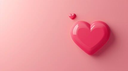 love heart  icon on pink pastel color background