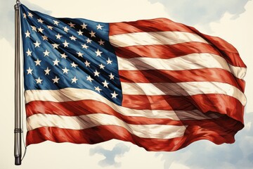 Fototapeta premium American Flag Flying in the Wind Generative AI