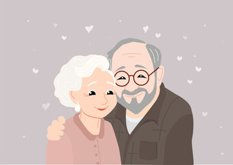 Hugging older couple. Love, penisoners, retiremnet, valentines day.
