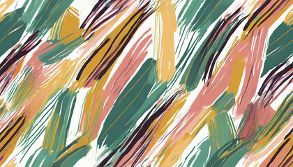 Minimalist abstract brush stroke painting seamless pattern illustration. Modern trendy paint line background.
