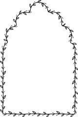 Multifoil Arch Vertical Frame architectural arche window door Vintage frame Flower wreath leaf vector floral border picture frames Branch laurel botanical silhouette black elements decoration