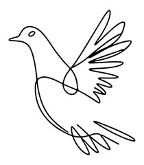 One continuous line drawing of Dove. 