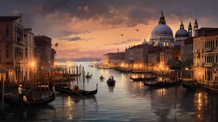 Papier Peint photo Lavable Gondoles Grand Canal in Venice 