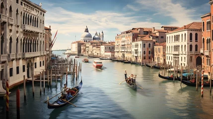 Papier Peint photo Lavable Gondoles Grand Canal in Venice 