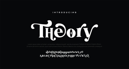 Theory Elegant alphabet letters font and number. Classic Lettering Minimal Fashion Designs. Typography fonts regular uppercase and lowercase. vector illustration