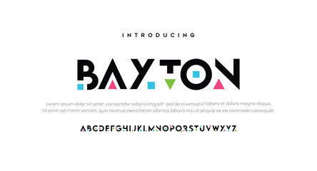 Baxton Sport Modern Alphabet Font. Typography urban style fonts for technology, digital, movie logo design. vector illustration - obrazy, fototapety, plakaty