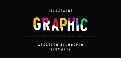 Graphic Future font creative modern alphabet fonts. Typography colorful bold color regular. vector illustrator - obrazy, fototapety, plakaty