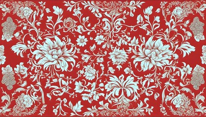 Elegant Red Floral Pattern Wallpaper Design