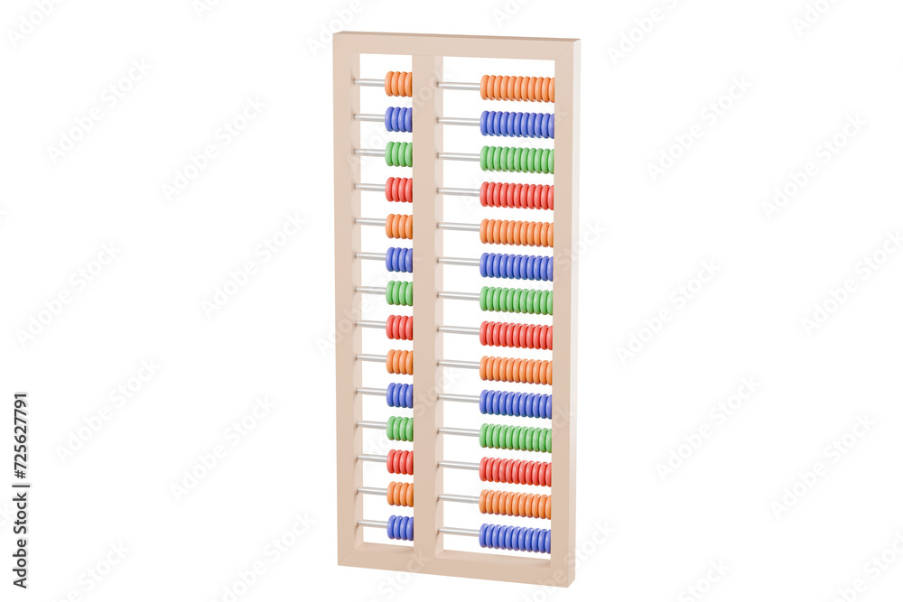 Poster 3d abacus icon minimal cute smooth isolated on pink pastel background, arithmetic game learn countin