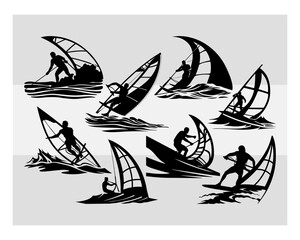 Boat Svg, Boat Silhouette Bundle, Waves Surfing, Boat Riding, Surfing Svg, Boat Water Surfing, Wake, River, Cut Files
