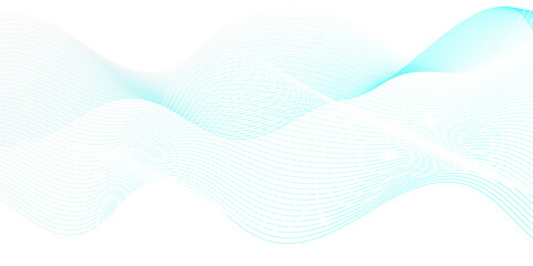 Modern abstract blue wave digital geometric Technology, data science frequency gradient lines on transparent background. Isolated on blue and white background. gray and white wavy stripes background.