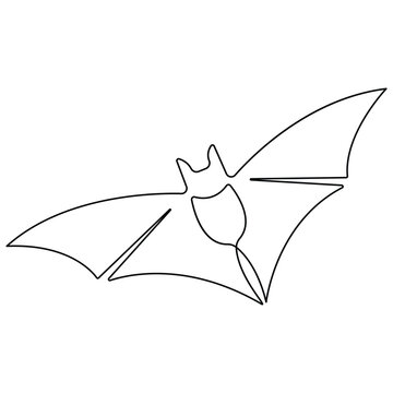 recommend clip art: Continuous single line art drawing of cute flying bat for nature lover organization outline vector illustration