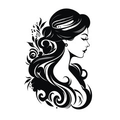 woman girl beauty with long hair vector isolated logo silhouette best for your t-shirt