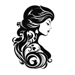 woman girl beauty with long hair vector isolated logo silhouette best for your t-shirt
