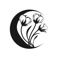 black and white flower vector vector isolated logo silhouette best for your t-shirt