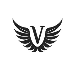 V letter with wings